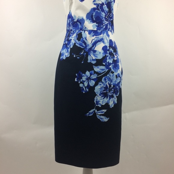 Maeve Vanda Pencil Dress Sz 6 Blue & White Floral - Picture 8 of 8